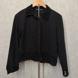 Zara Black Blouse with Lace Detail